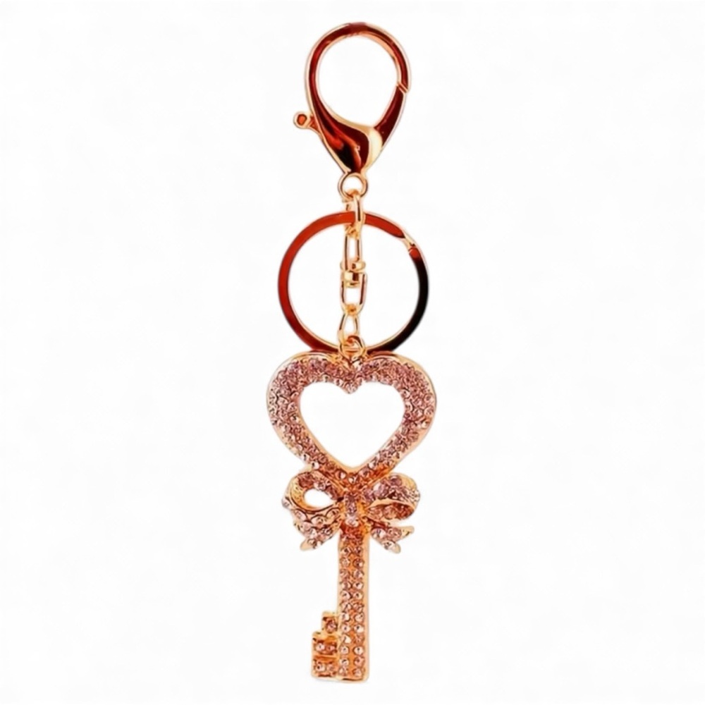 Pink Rhinestone Skeleton Key Keychain/Bag Charm NWT - Picture 2 of 3